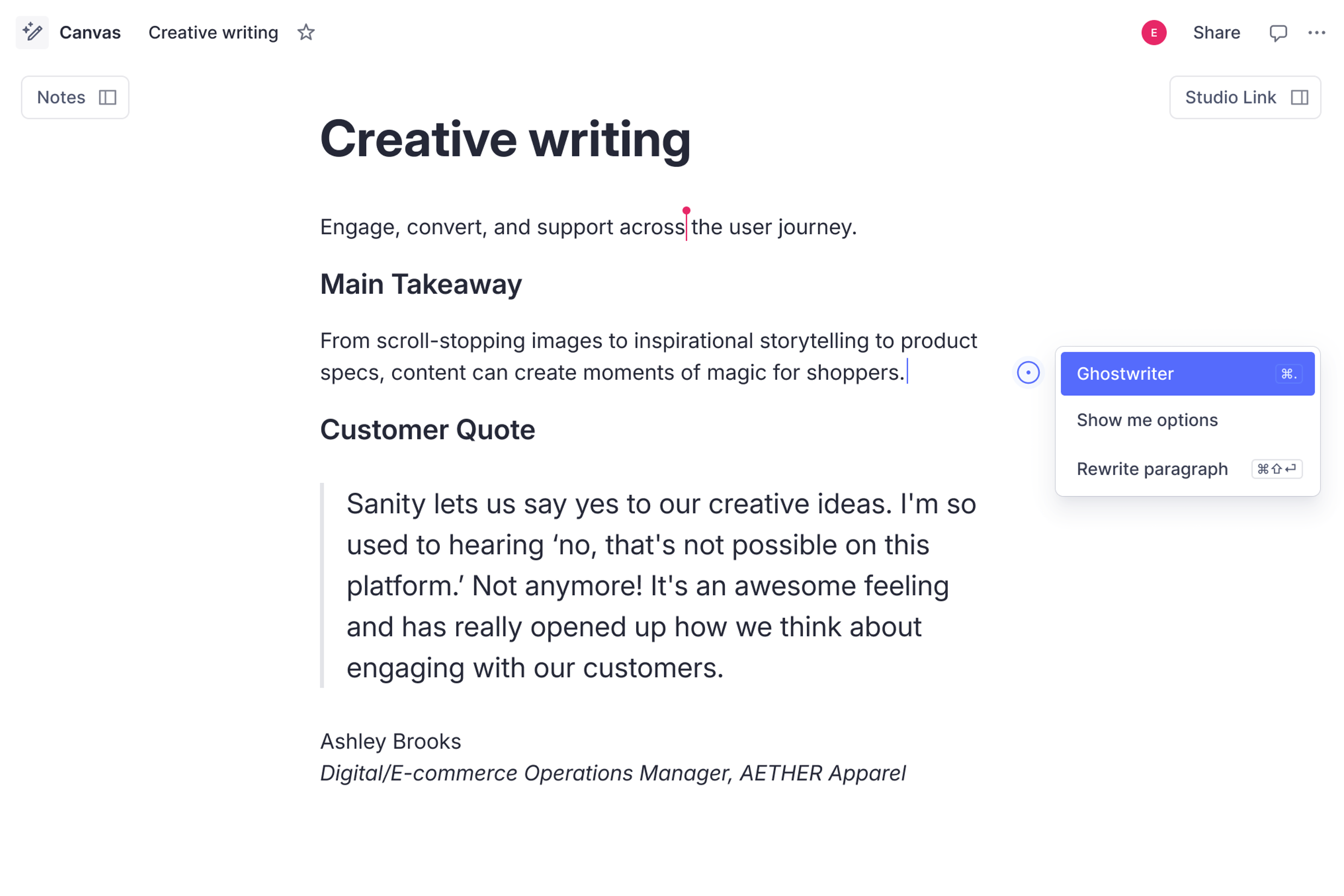 a screenshot of a website titled creative writing