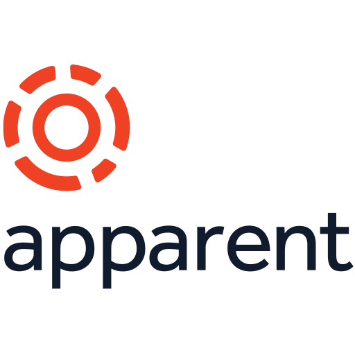 a logo for apparent with a red circle in the center