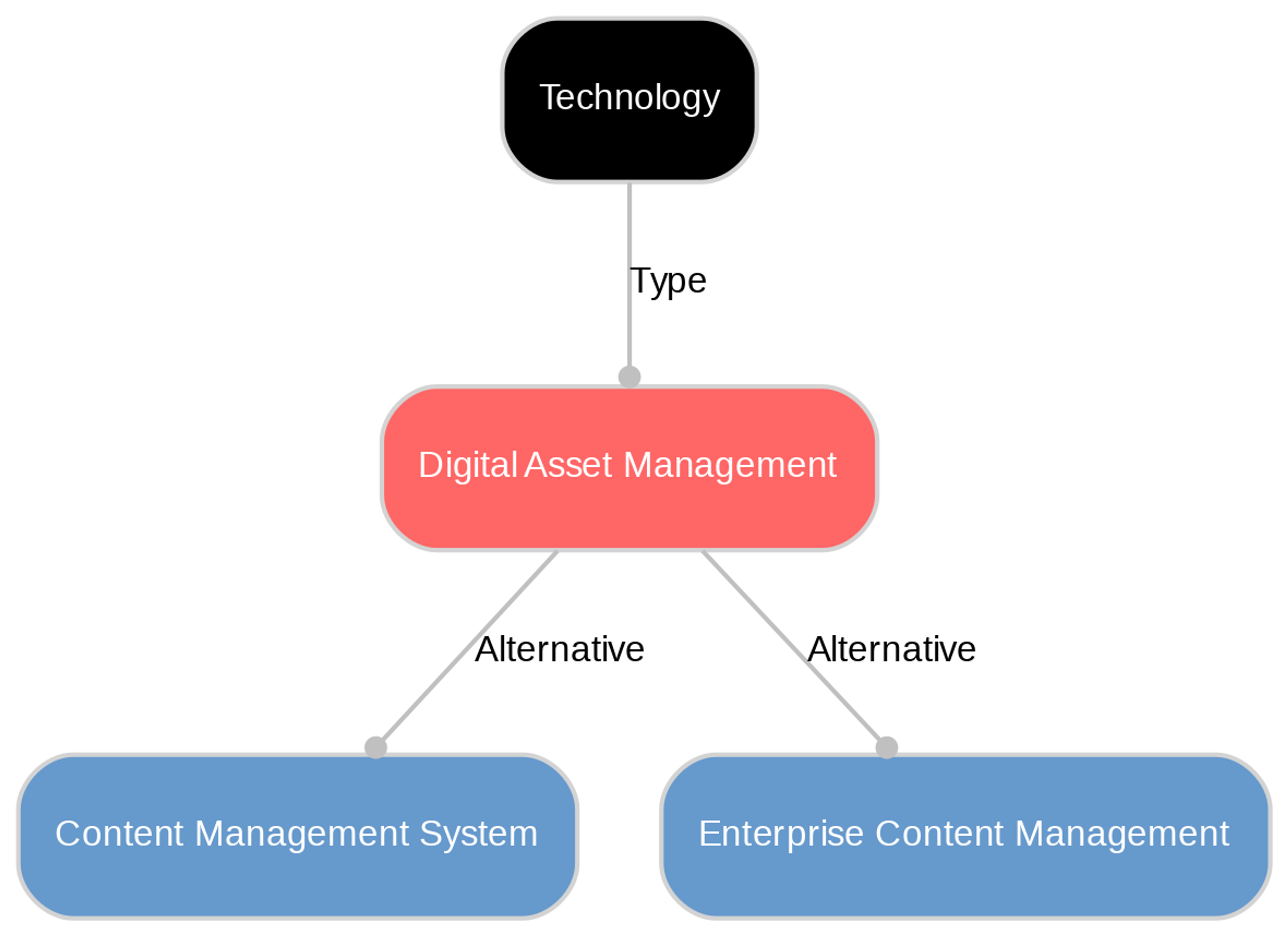 A diagram explaining Digital Asset Management in terms of other concepts. 