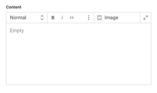 The insert menu showing Image as the only option