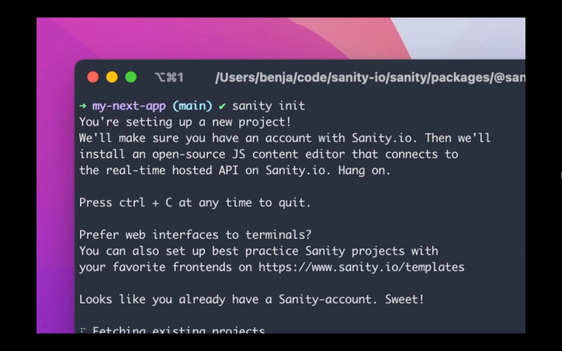 Screenshot of new options in the Sanity command line interface