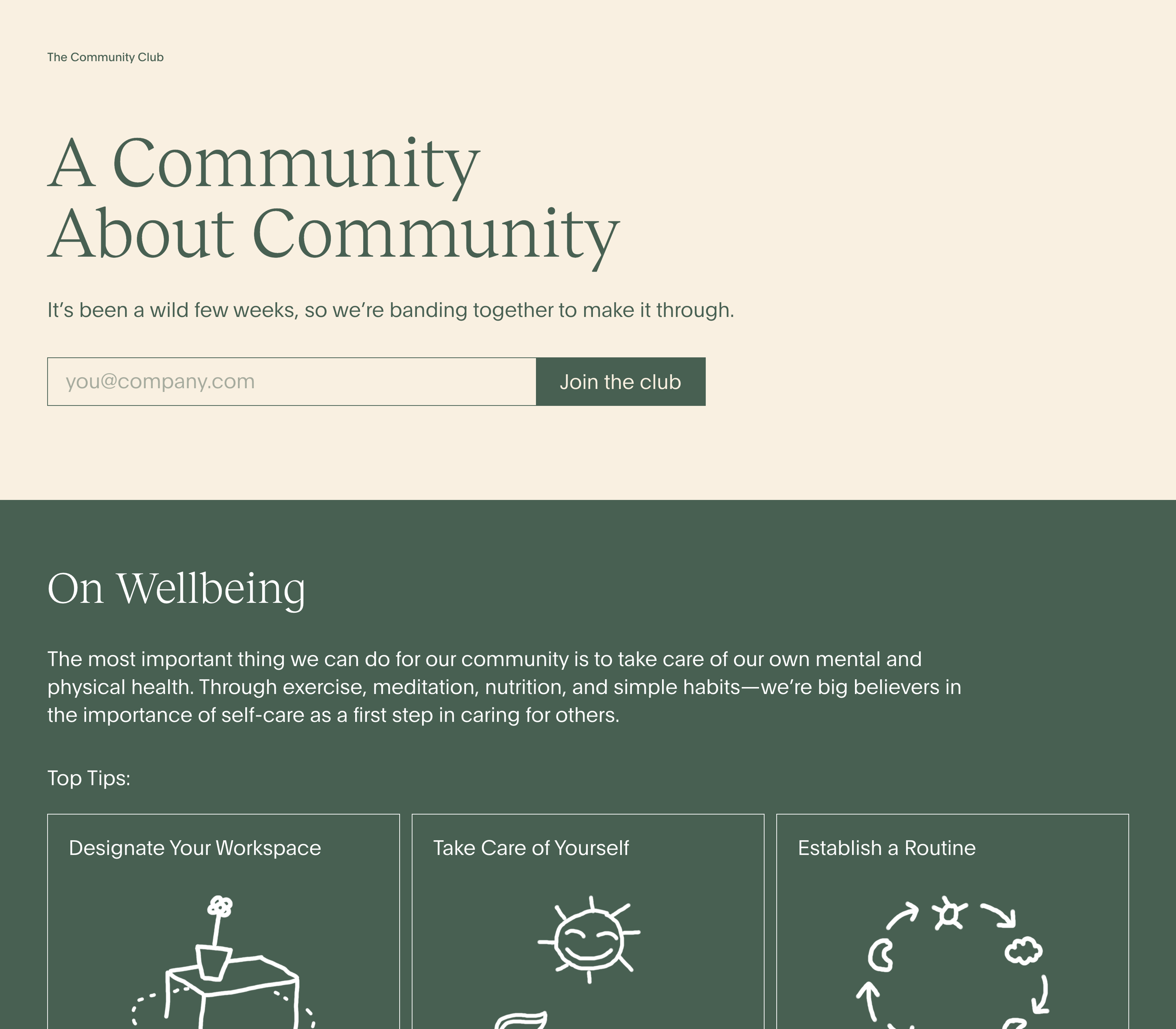 The Community Club frontpage