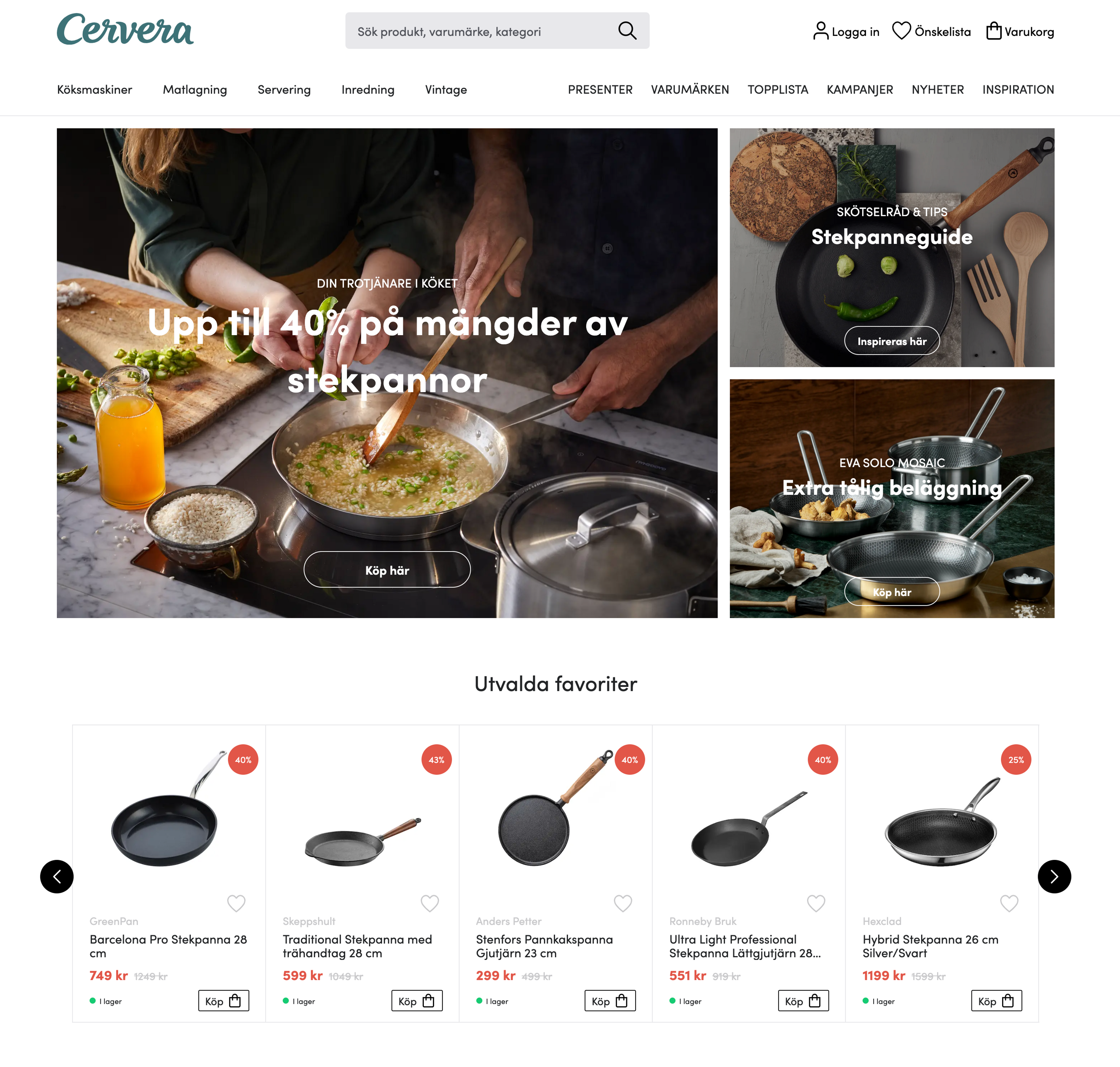a screenshot of the cervera website shows a woman preparing food