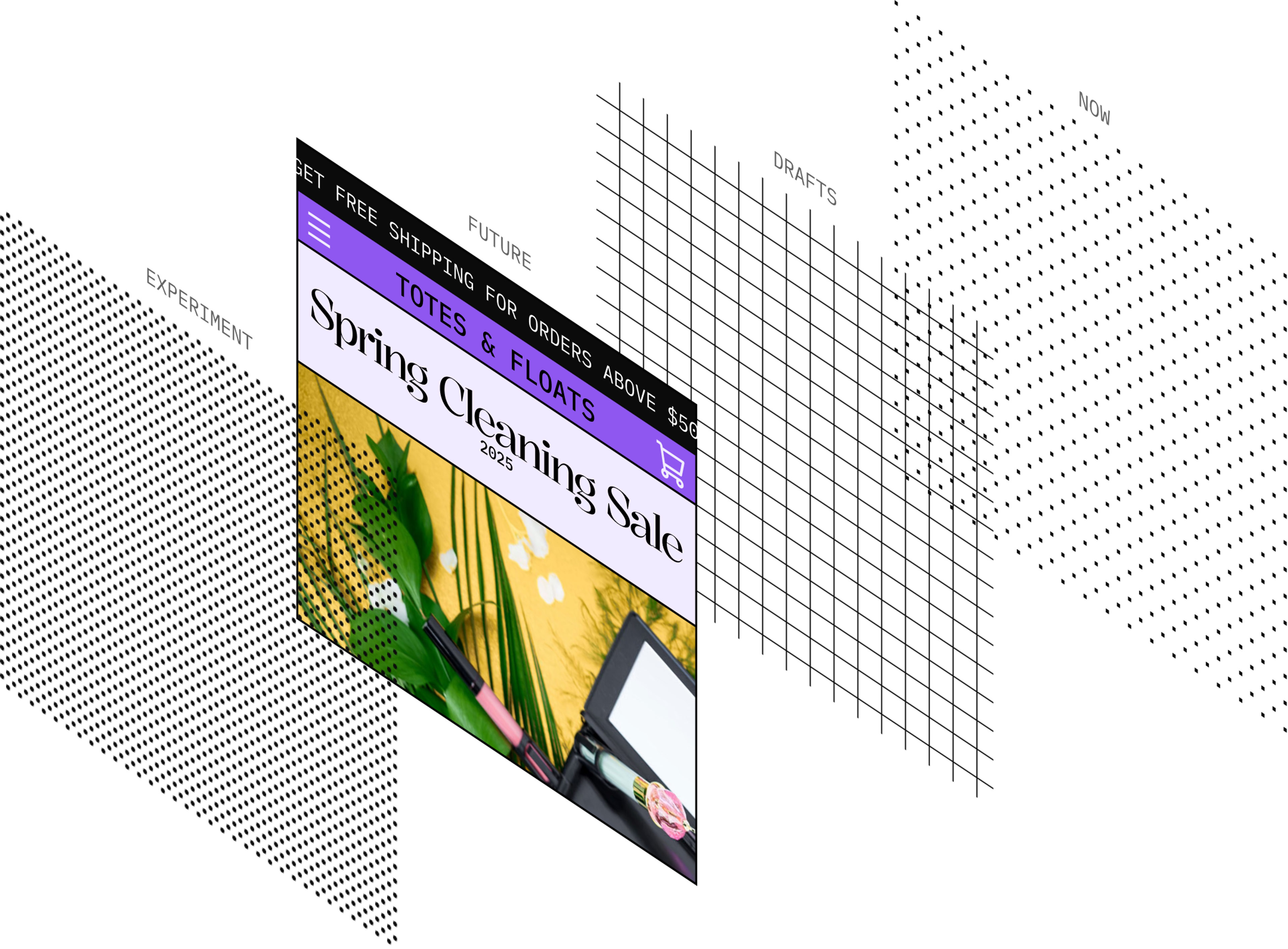 illustration of previewing content in different places in time