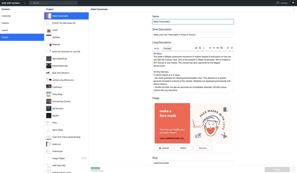 Studio view of Cloudflare Workers microsite