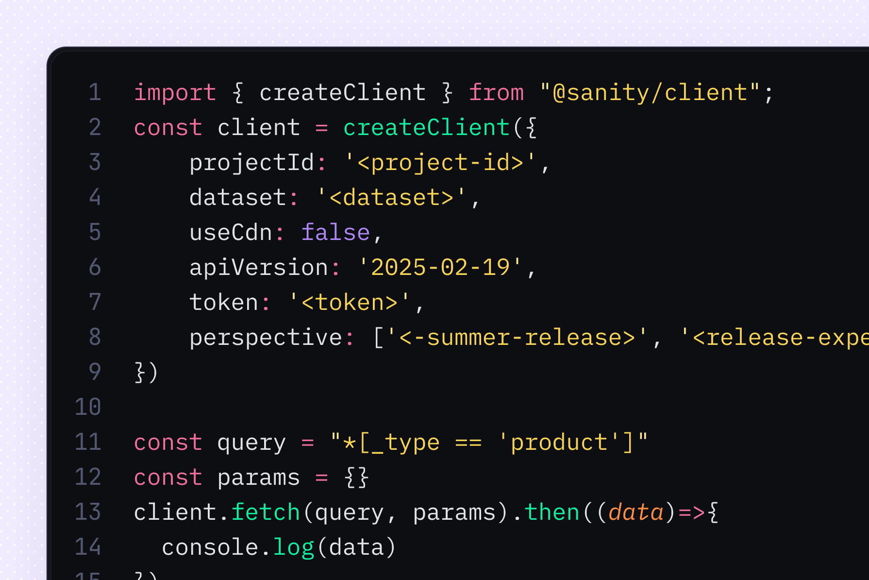Code example for content releases