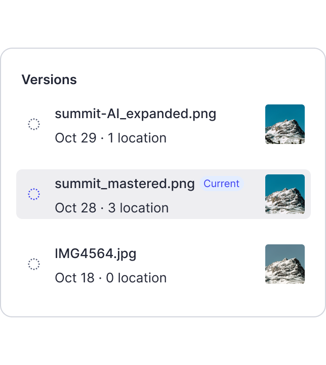 White screen showing 3 different versions of an image highlighting the current one