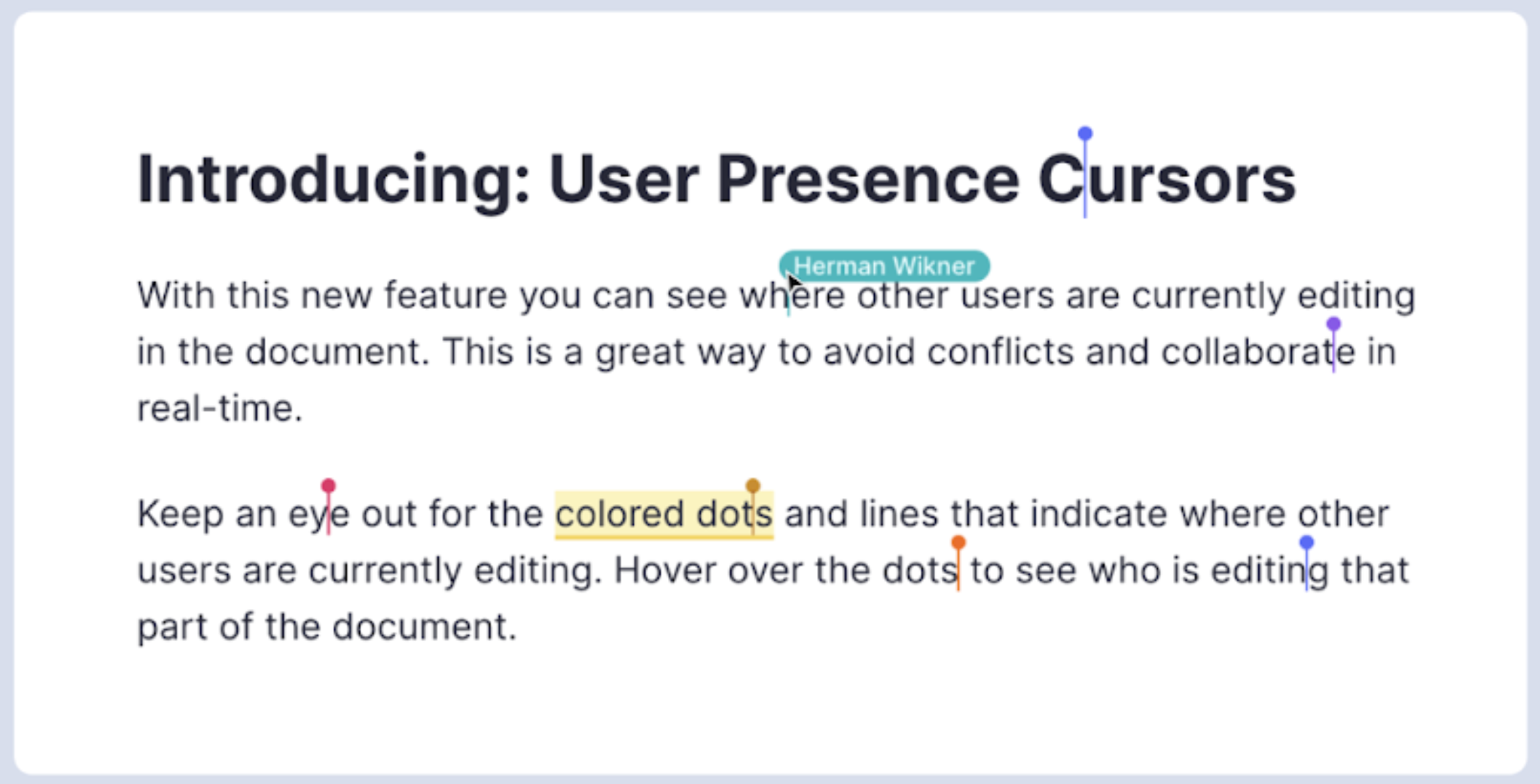 In-line cursor presence, Sanity