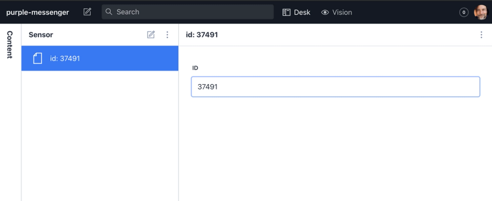 The studio showing sensor id