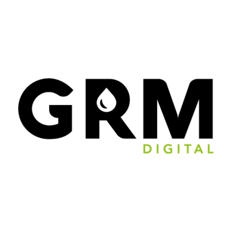a black and white logo for grm digital