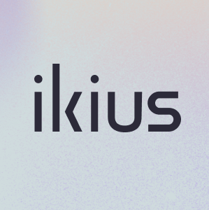 a logo for ikius on a purple background