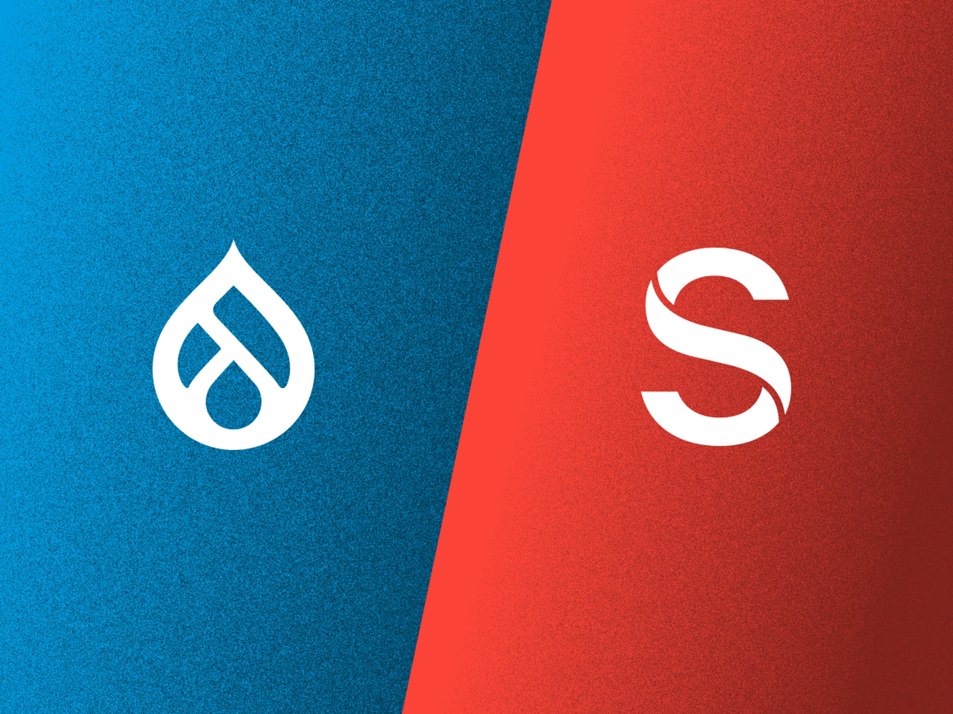 Logos: Drupal and Sanity.io