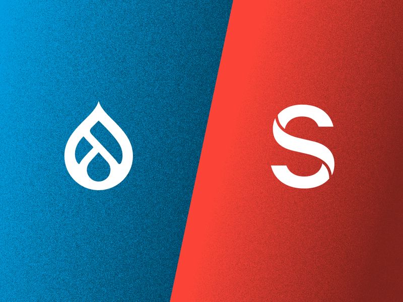 Logos: Drupal and Sanity.io