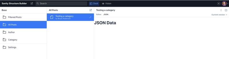 A blog post showing the H1 "JSON Data"