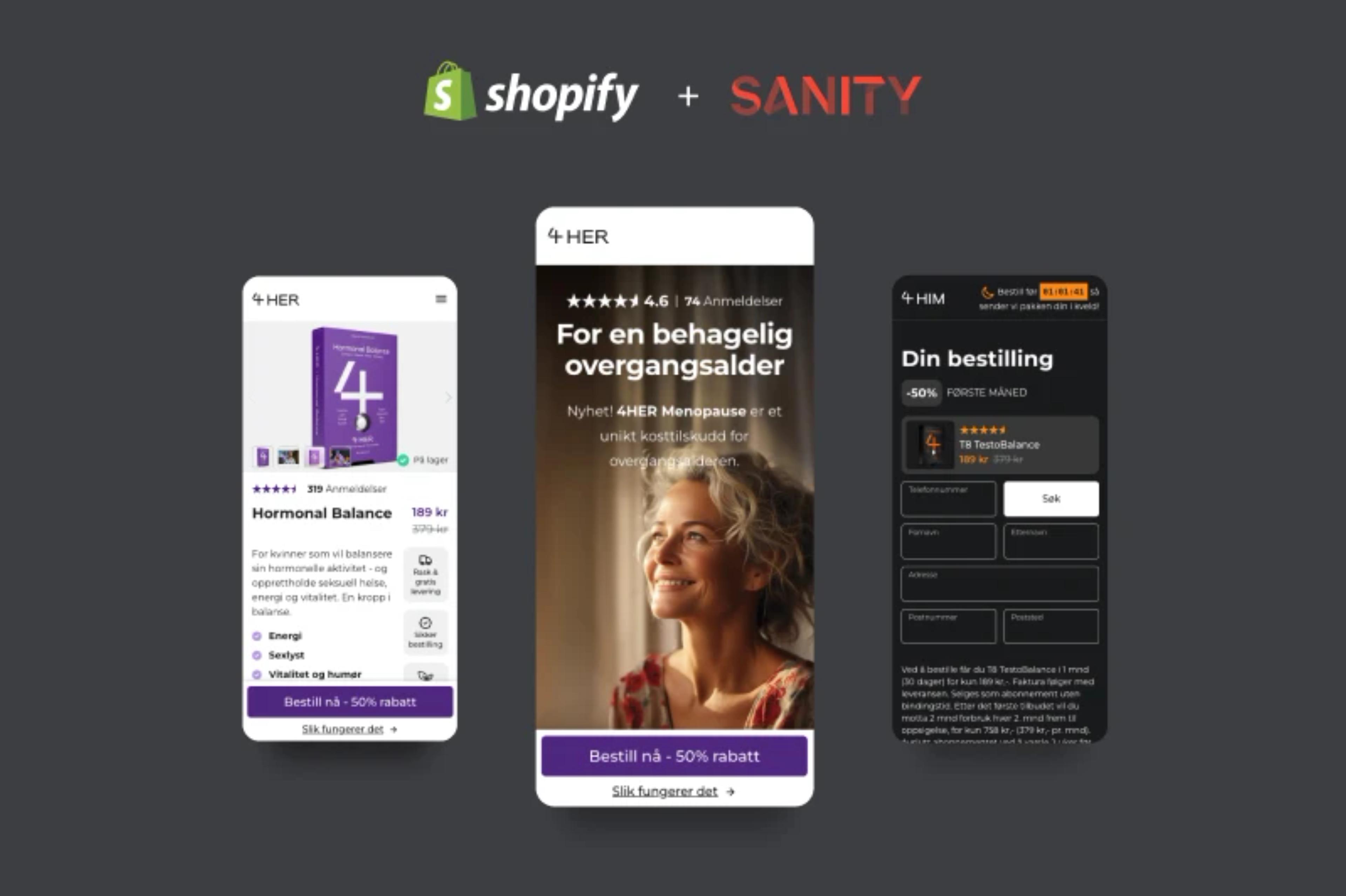 a screenshot of a website called shopify and sanity