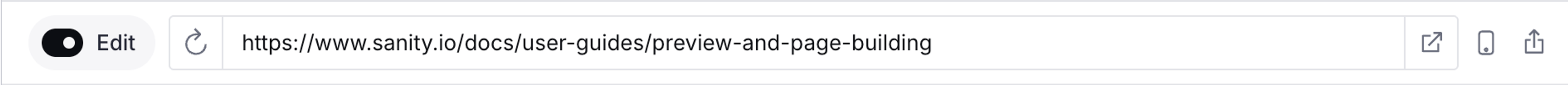 The preview url bar interface