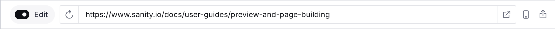 The preview url bar interface