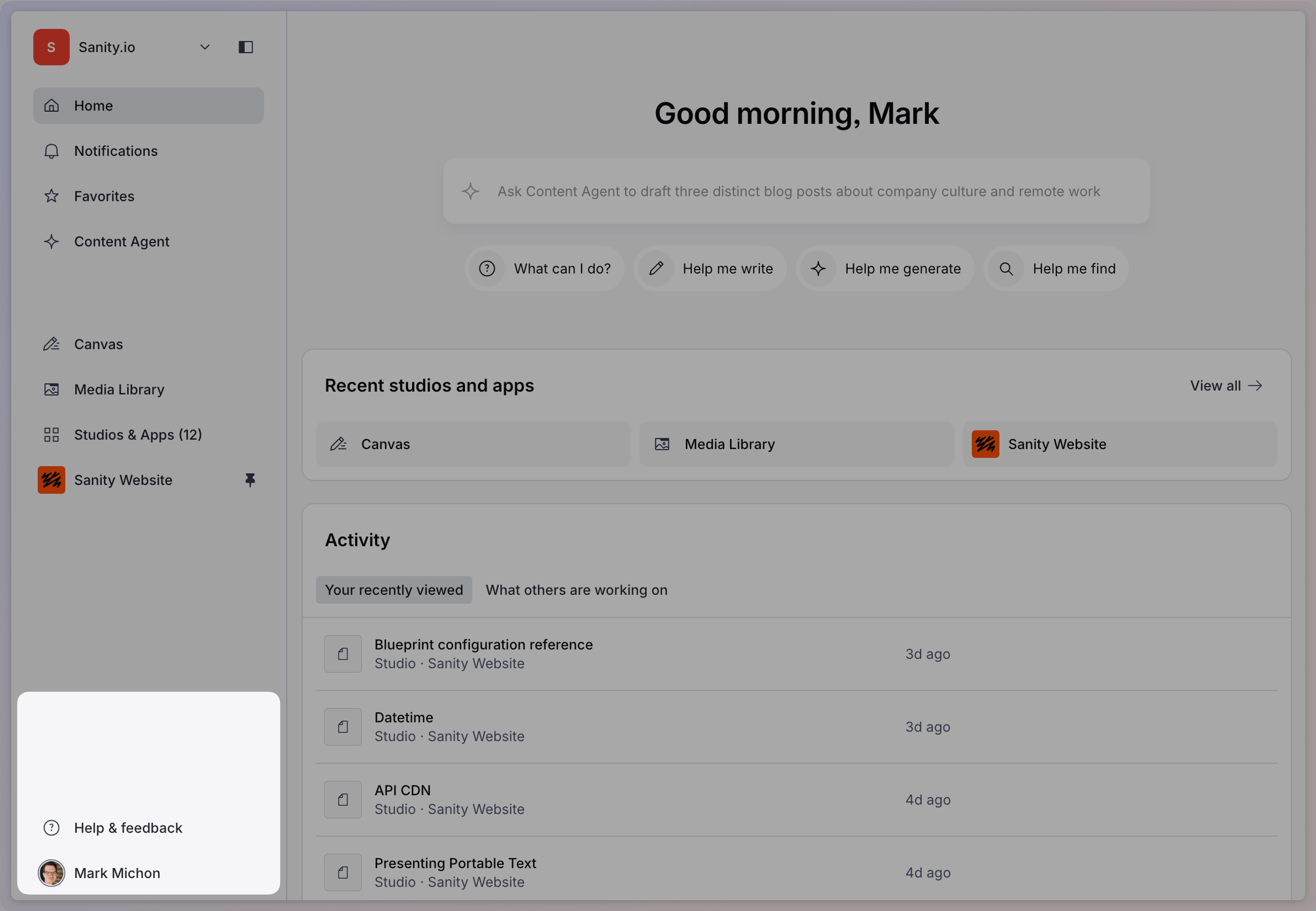 Account settings area of dashboard highlighted