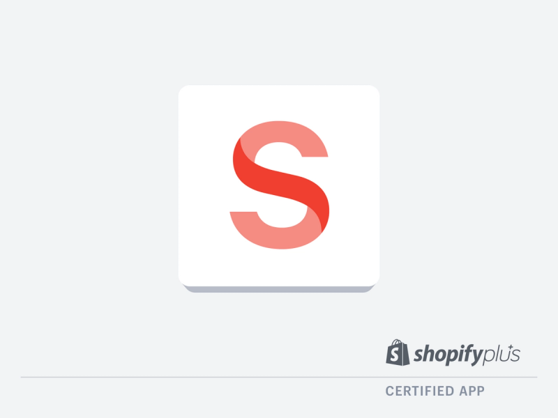 Grey background with the Sanity logo. Underneath there is the Shopify Plus Certified App badge. 