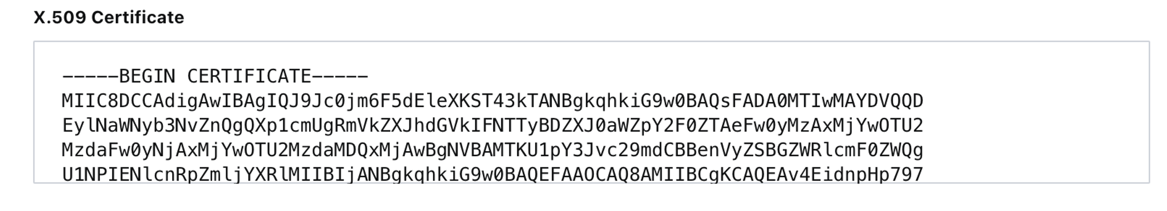 Paste the certificate body into Sanity Manage.