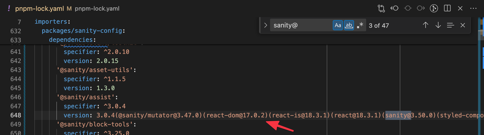 Screenshot of pnpm-lock.yaml