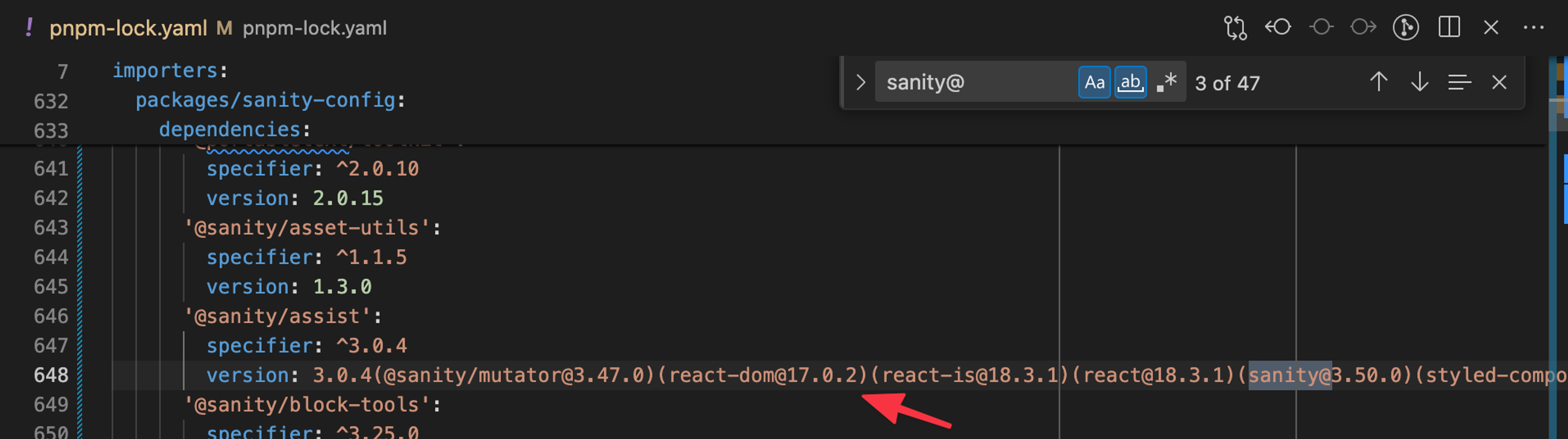 screenshot of pnpm-lock.yaml
