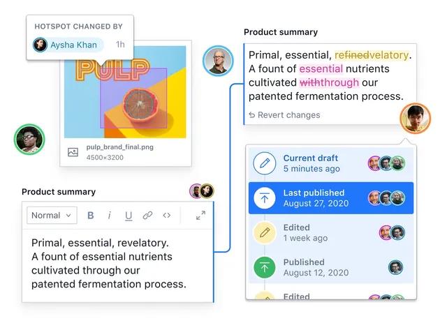 Sanity Studio UI elements showing real-time collaboration