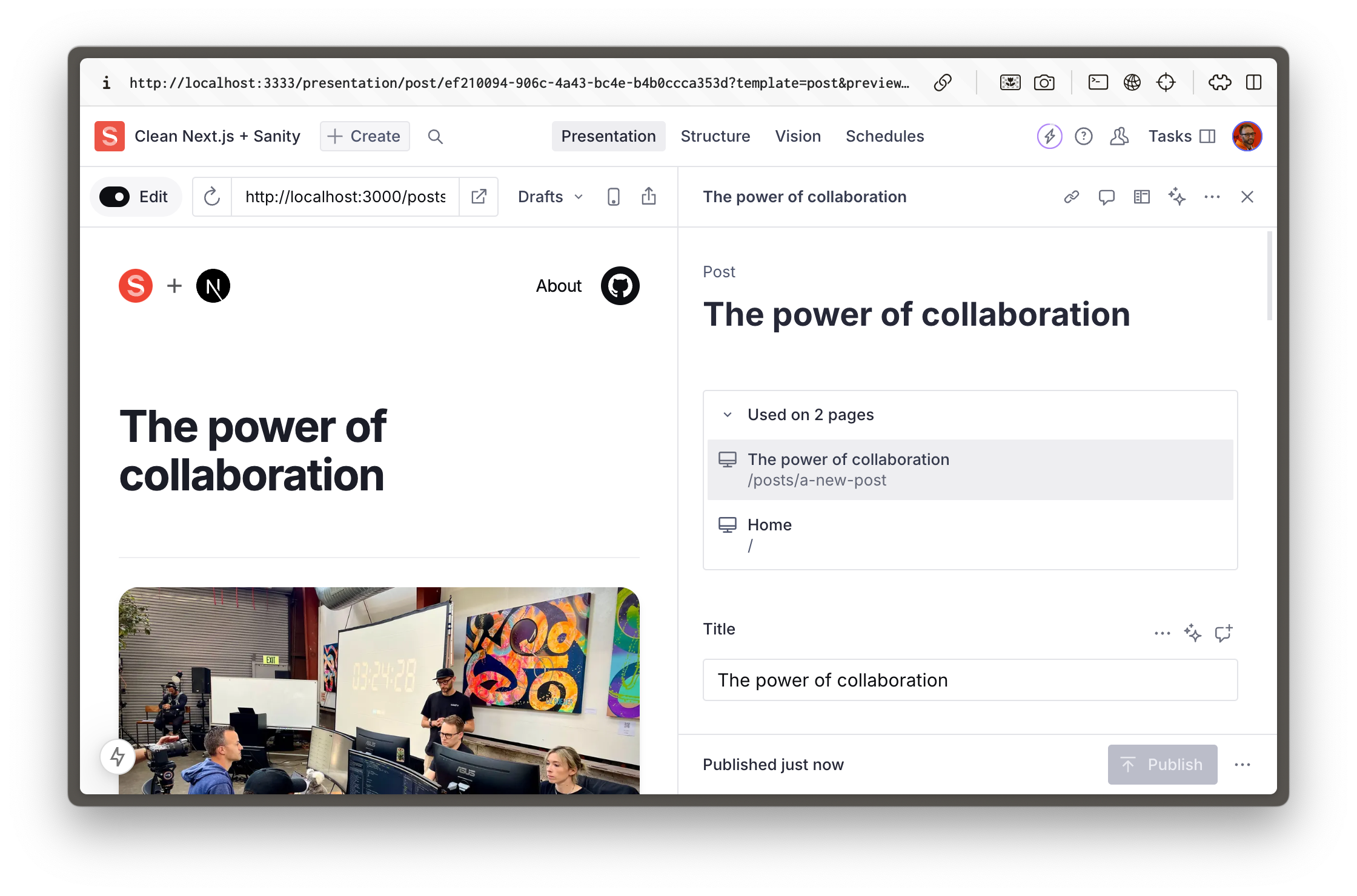 Sanity Studio in a browser window 