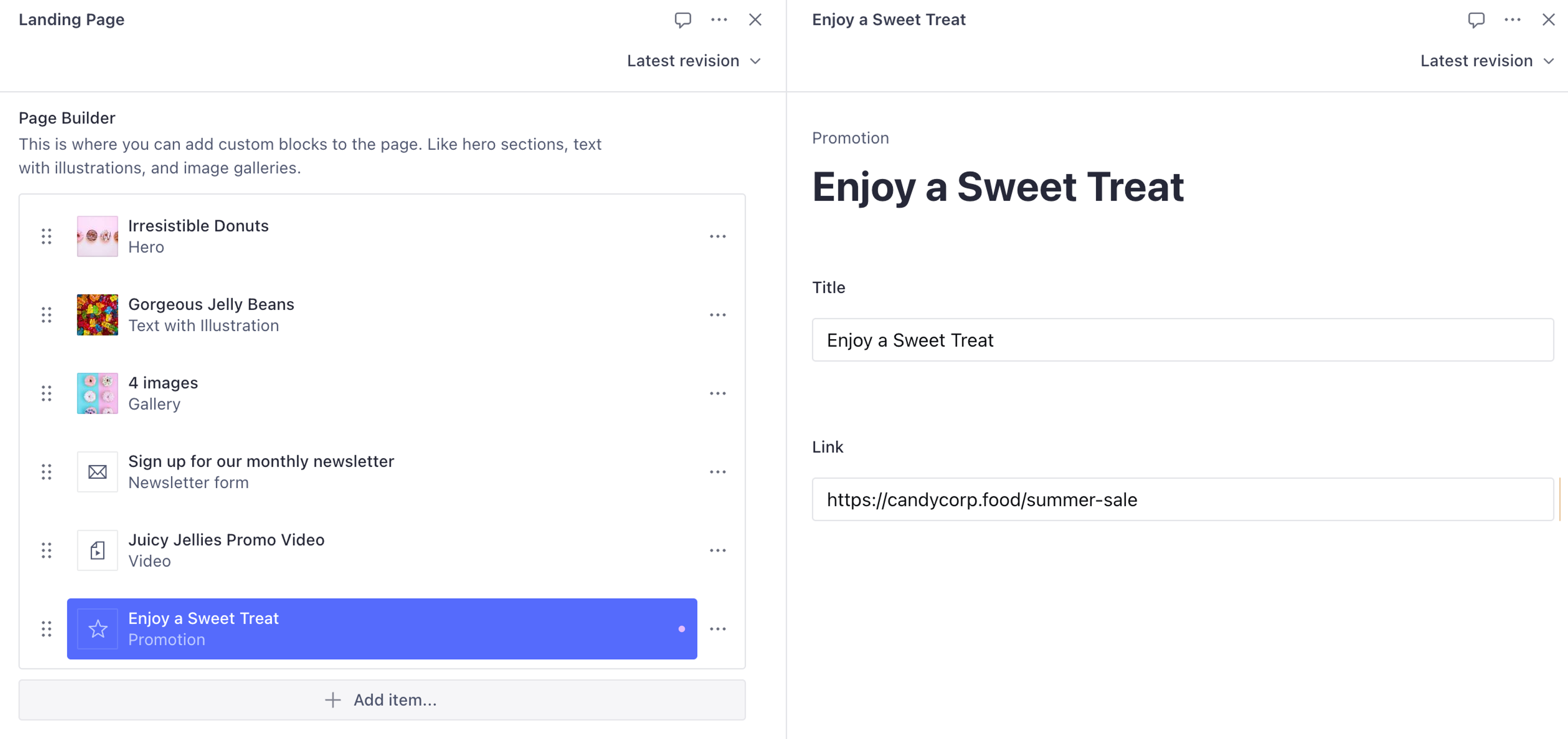 Sanity user interface for creating a new document from a reference field