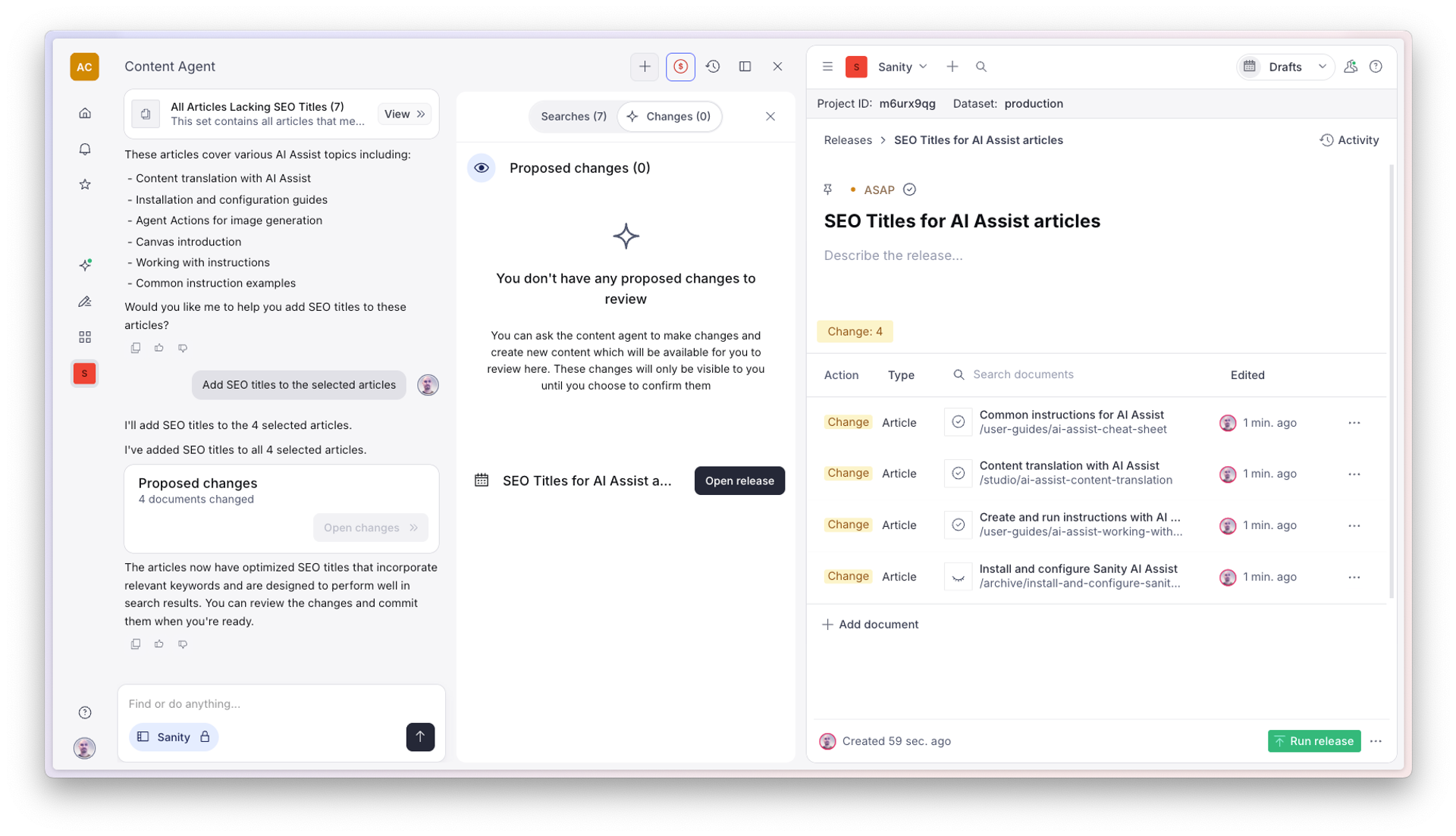 Get started with Sanity Content Agent | Sanity Docs
