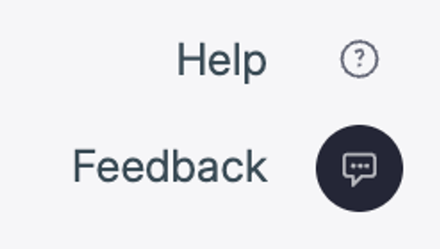 a help and feedback button with a speech bubble
