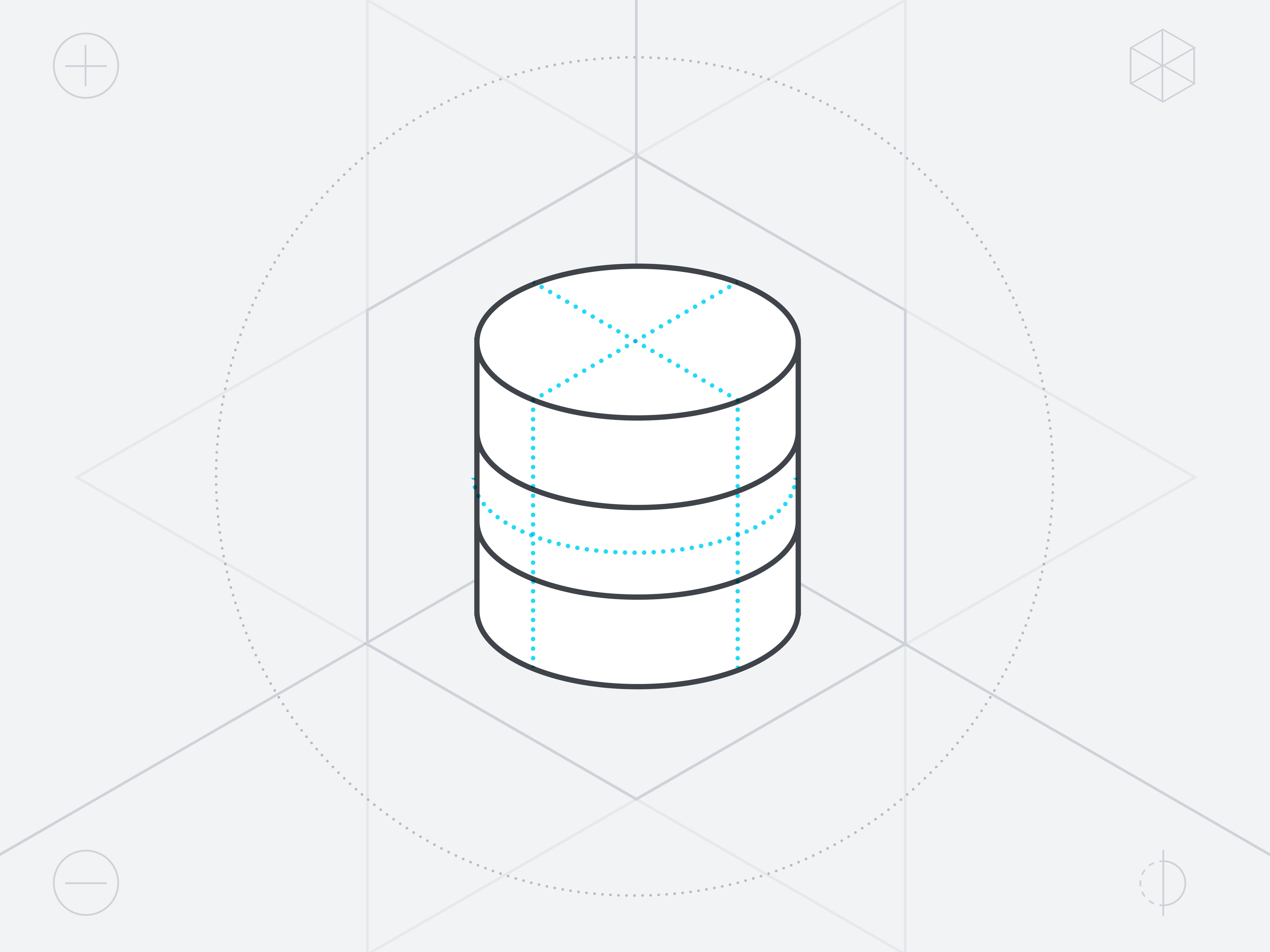 A graphic of a database that is sliced to hint at the concept of multiple views of the same data