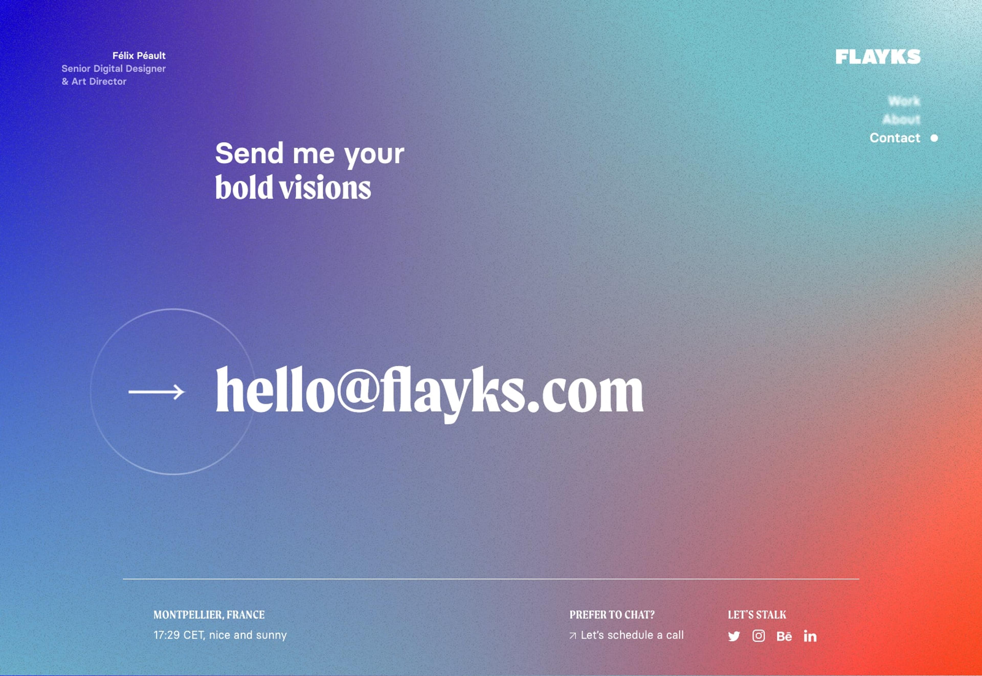 Contact page for flayks.com