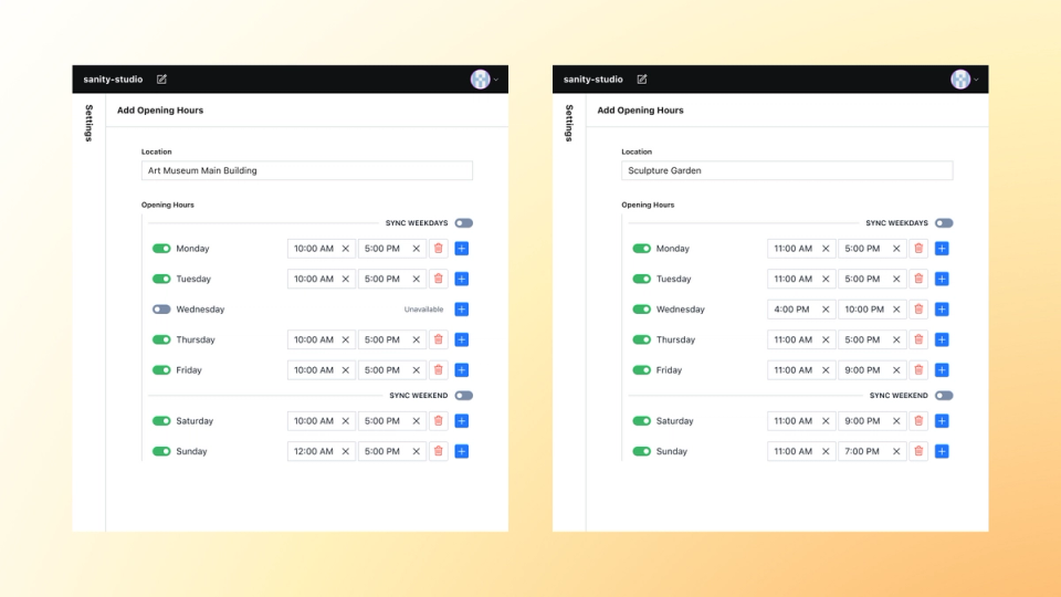 structured content for opening hours