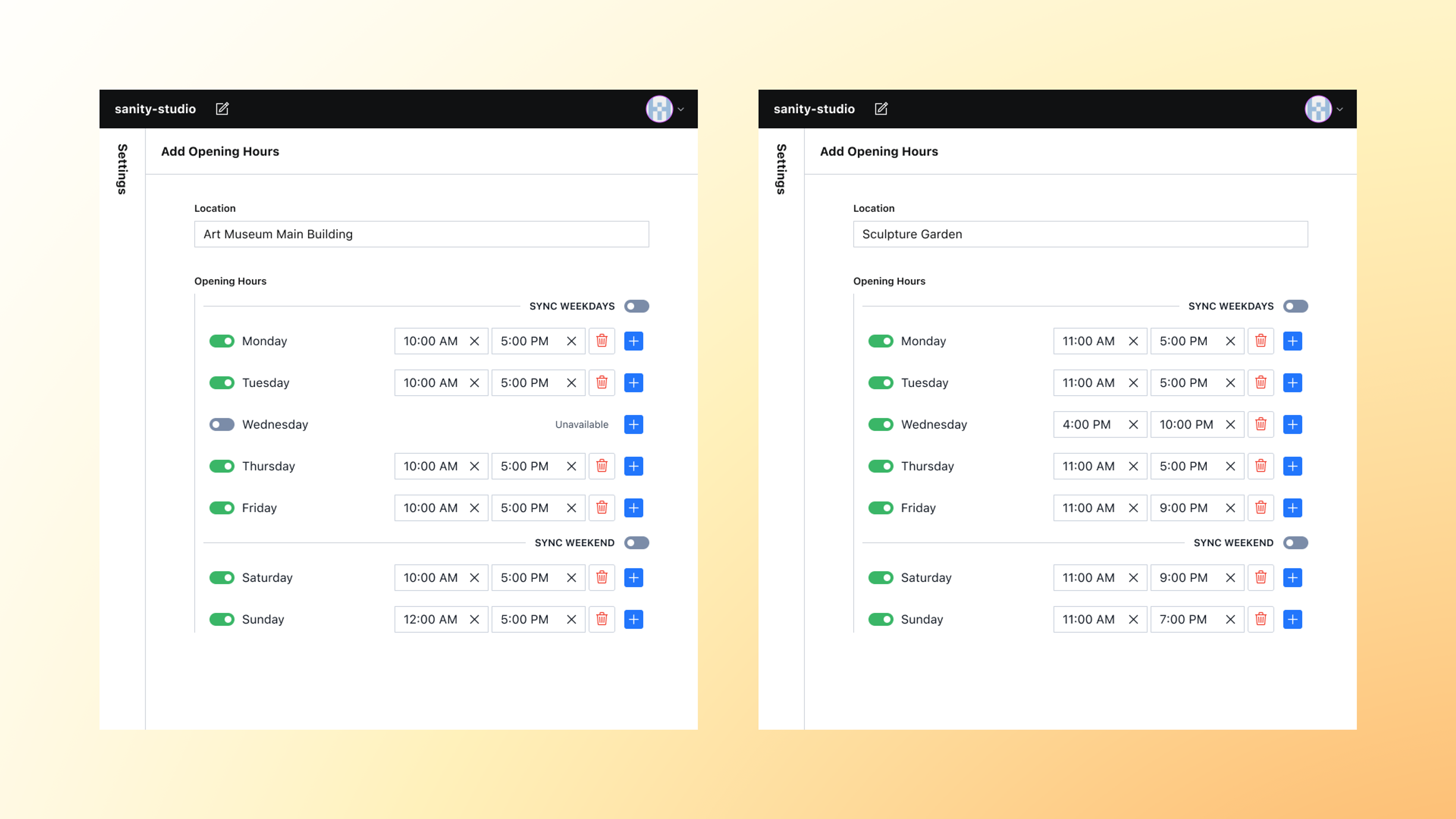 structured content for opening hours