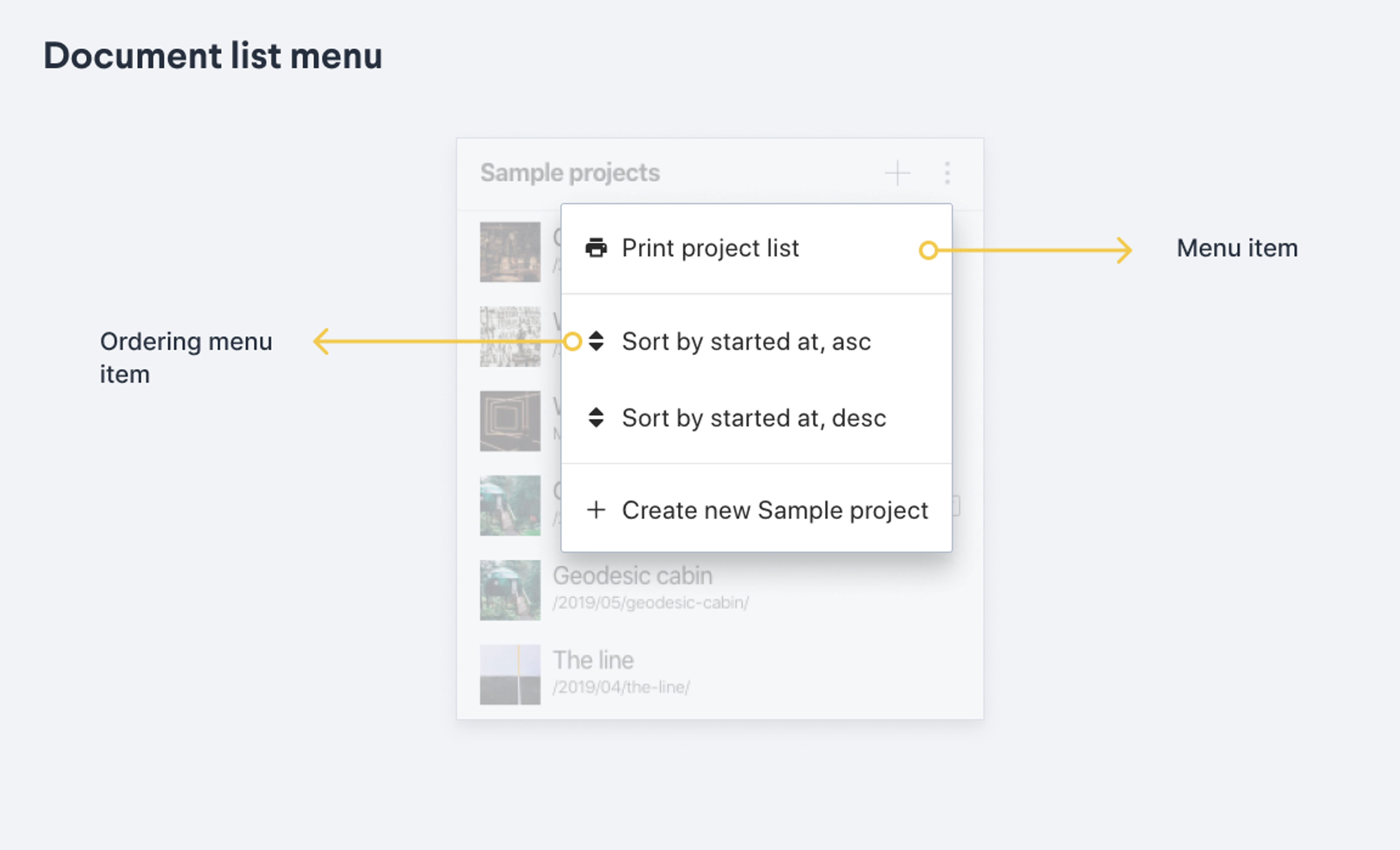 A menu is located at the top right corner in each collapsible pane