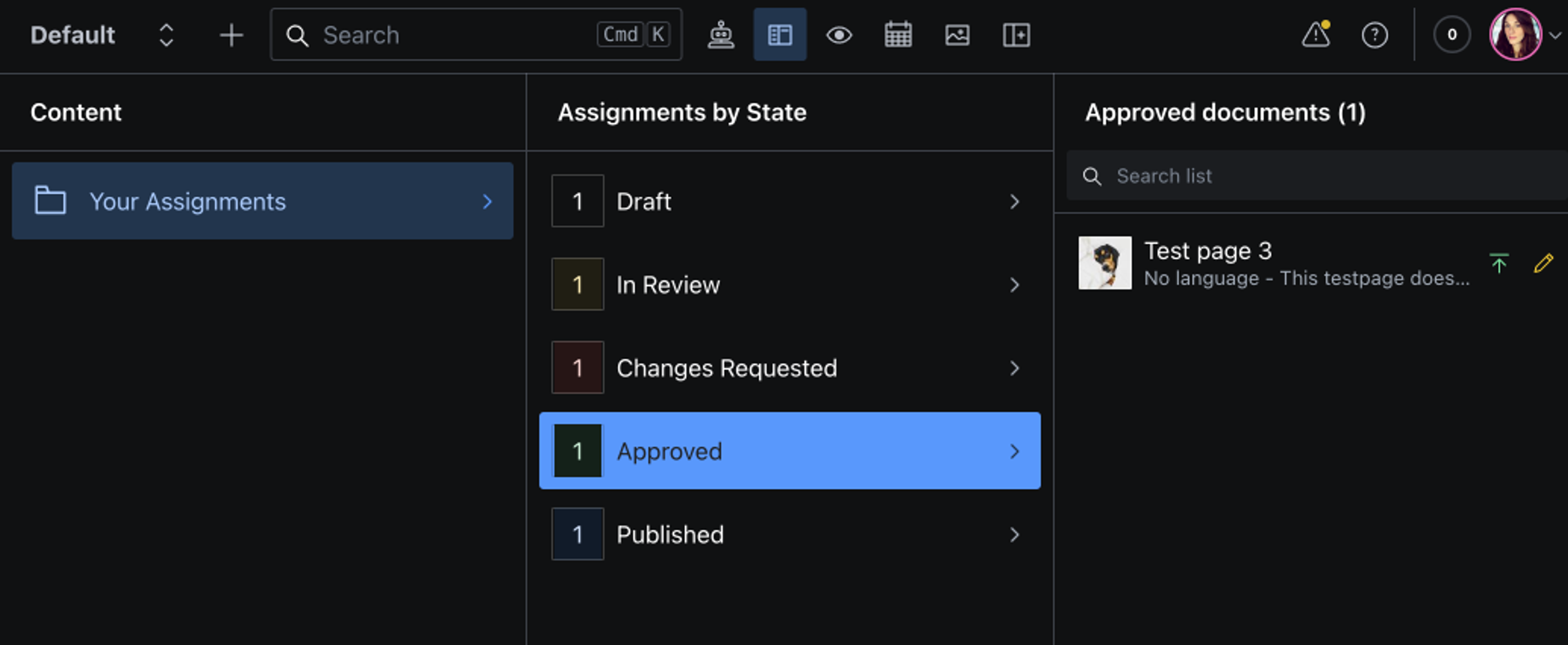 Screenshot of dynamic structure in use