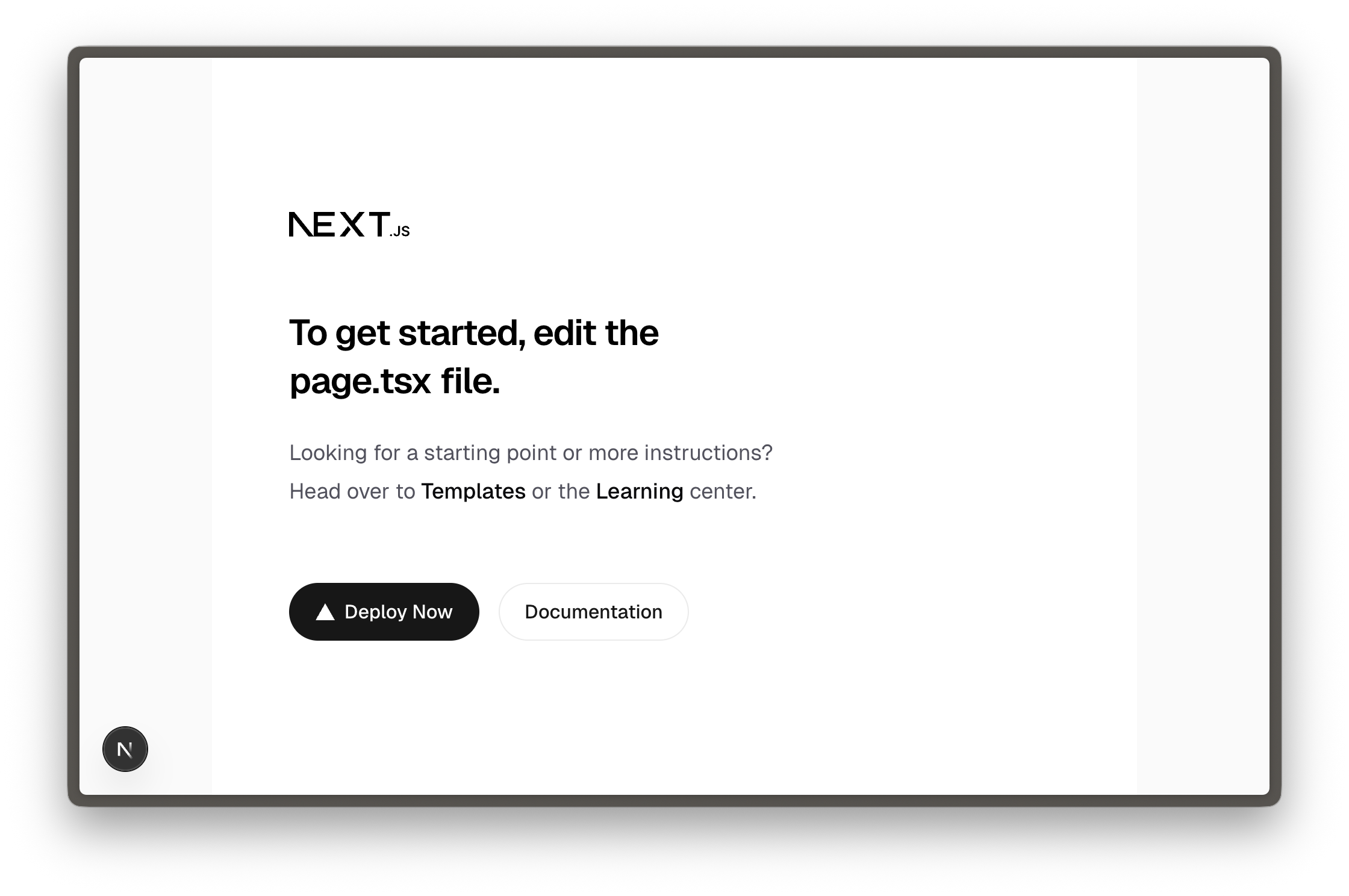 A new Next.js 16 application