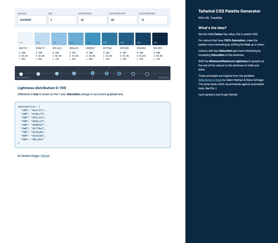 The Tailwind Palette CSS tool The Tailwind Palette CSS tool