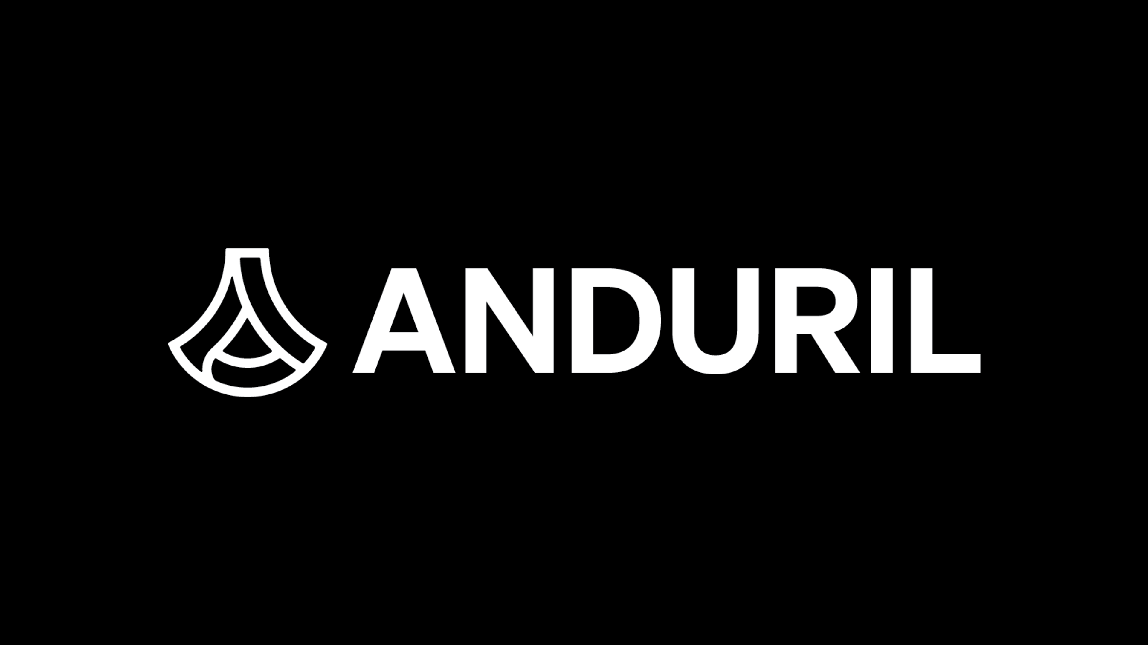 the anduril logo is white on a black background .