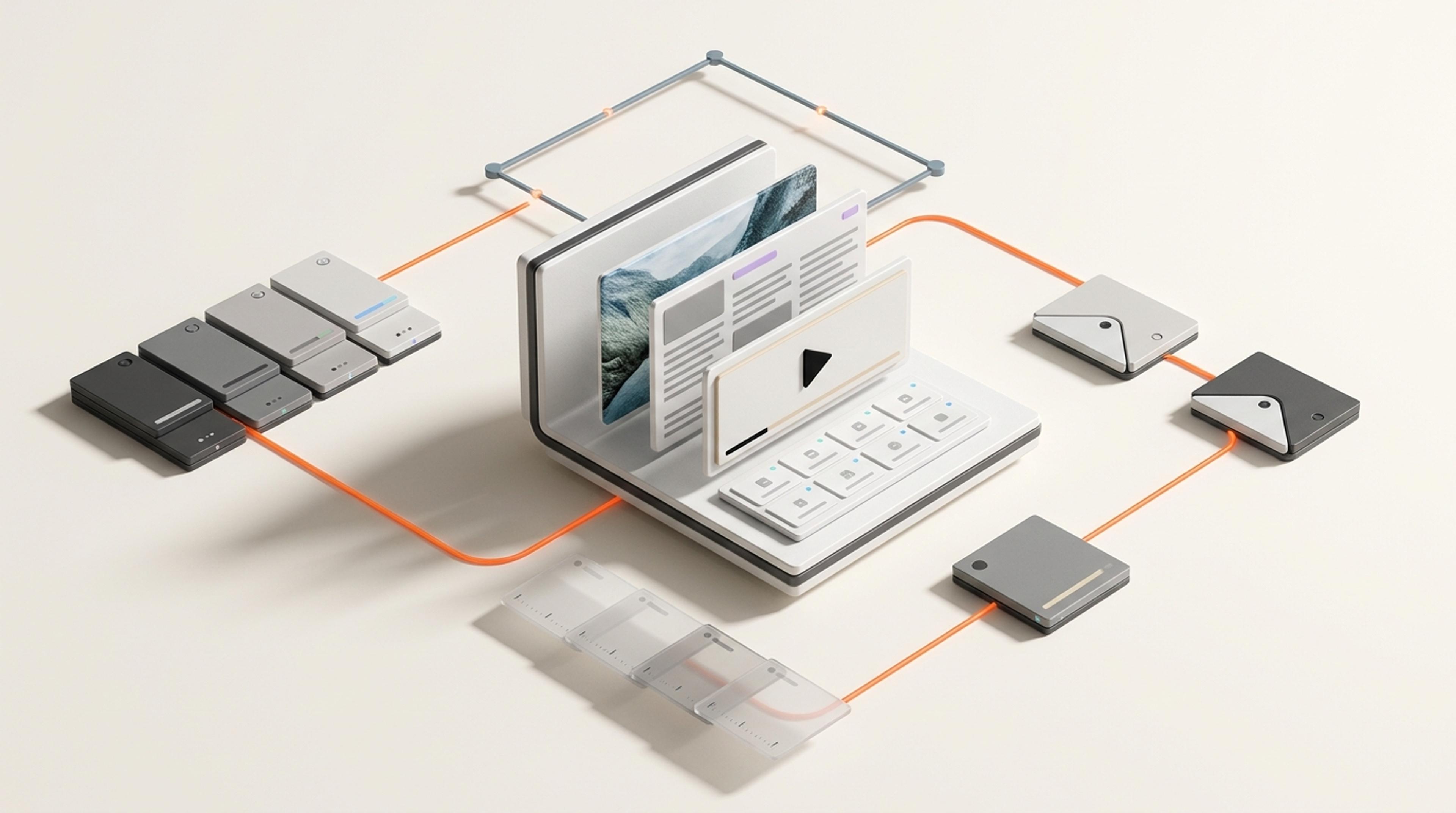 An exploded product view connects structured Sanity content to a workflow definition, running instance, stages, activities, decisions, effects, and history.
