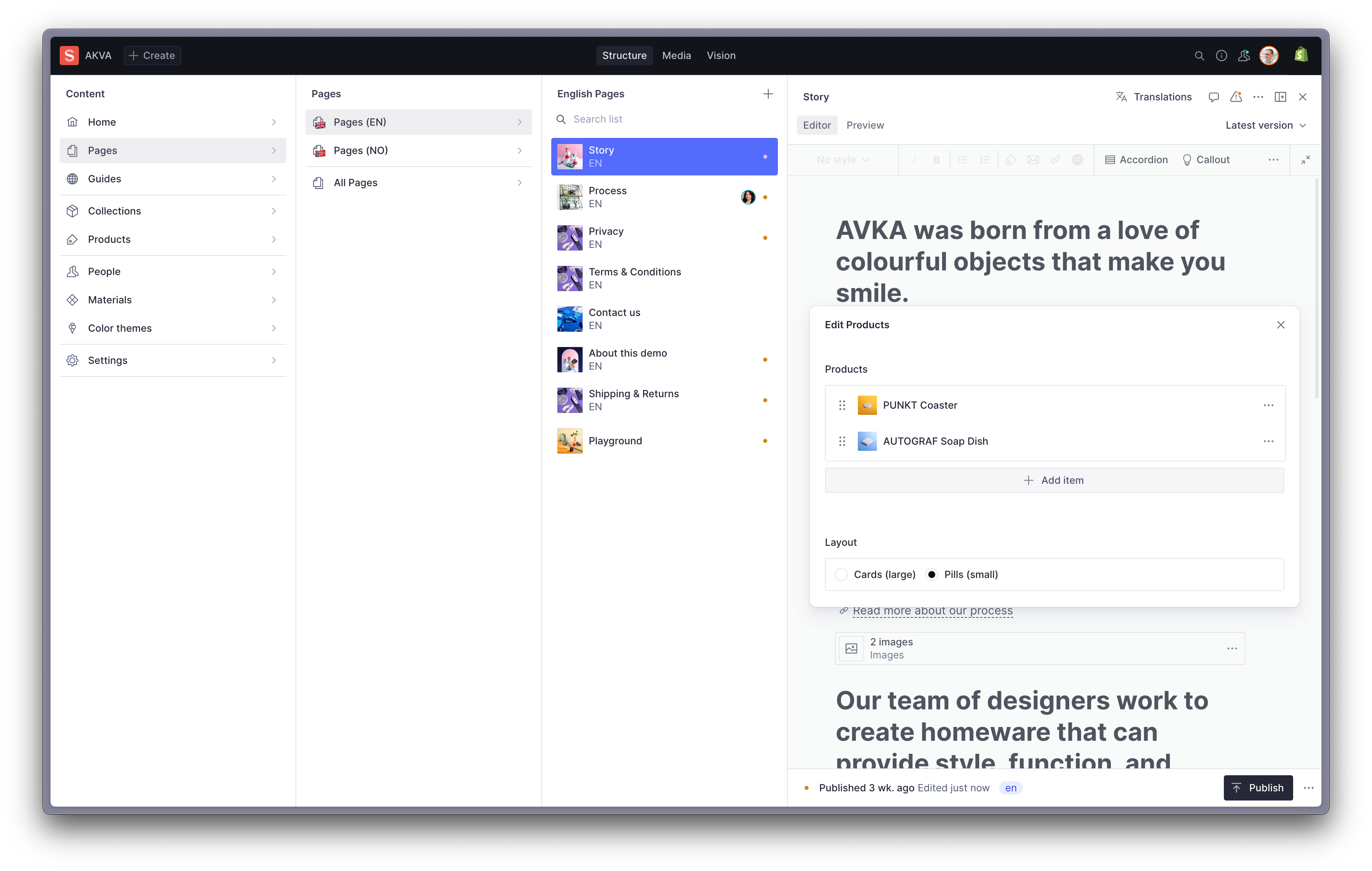The updated Sanity Studio UI showing document lists and the Portable Text Editor