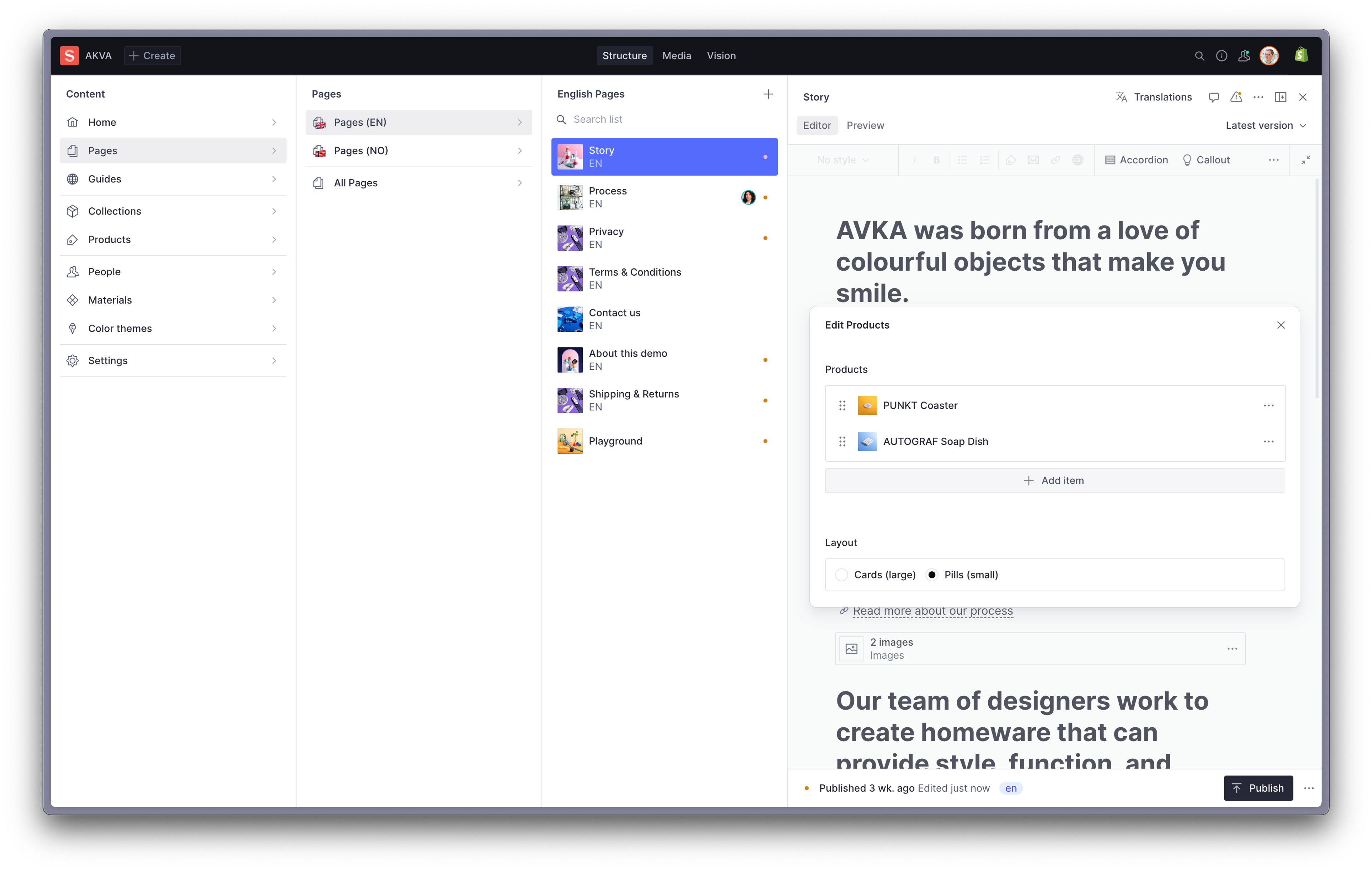 The updated Sanity Studio UI showing document lists and the Portable Text Editor