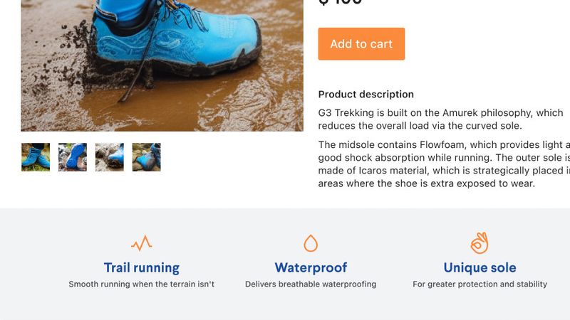 Simen Svale shows a product page for running shoes. 
