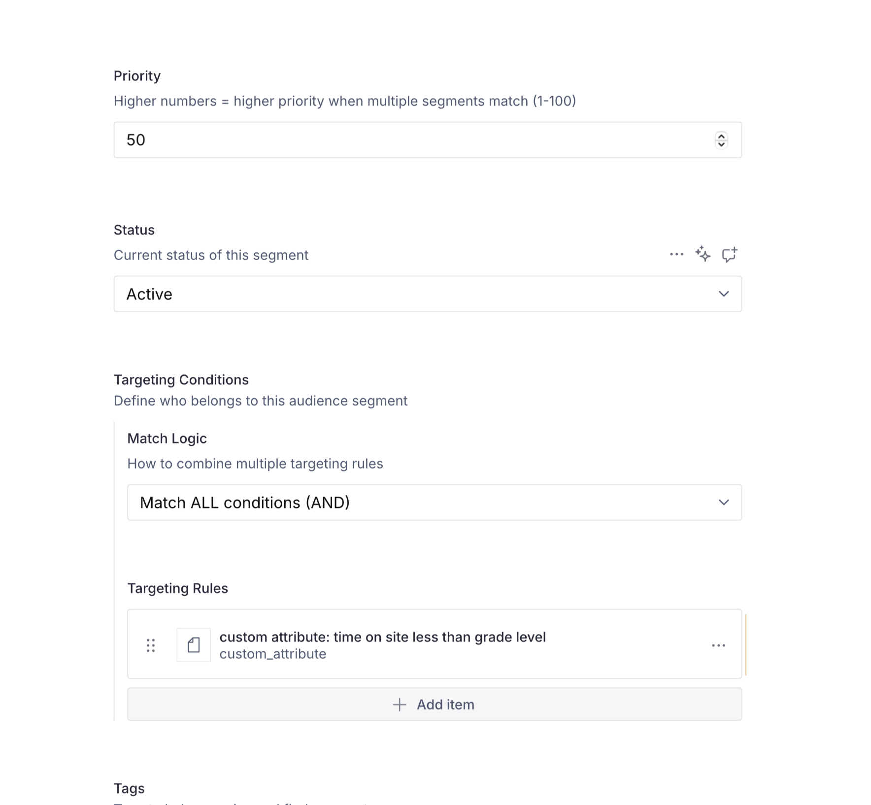 Segmentation rules in Sanity Studio