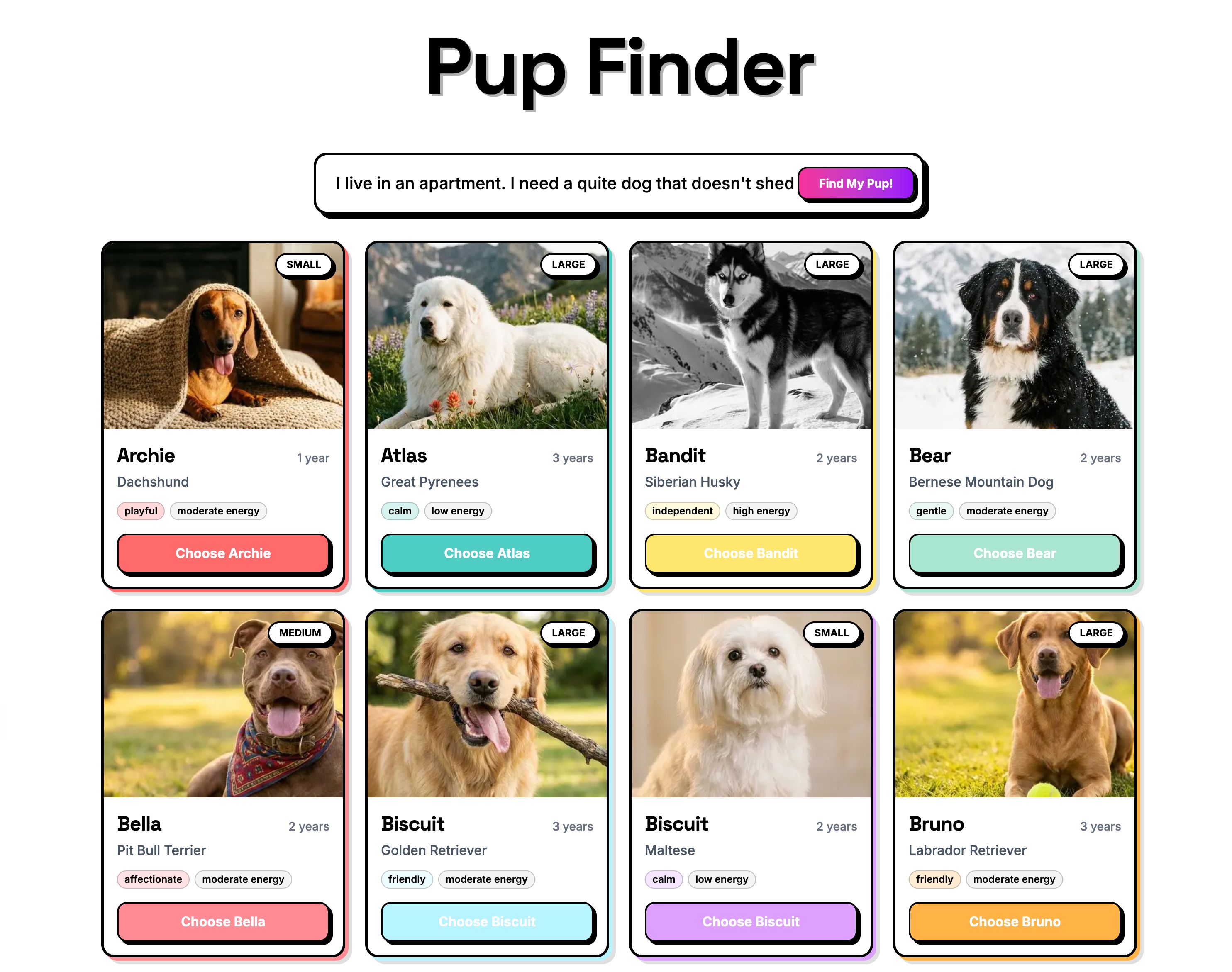 Pup Finder Demo app