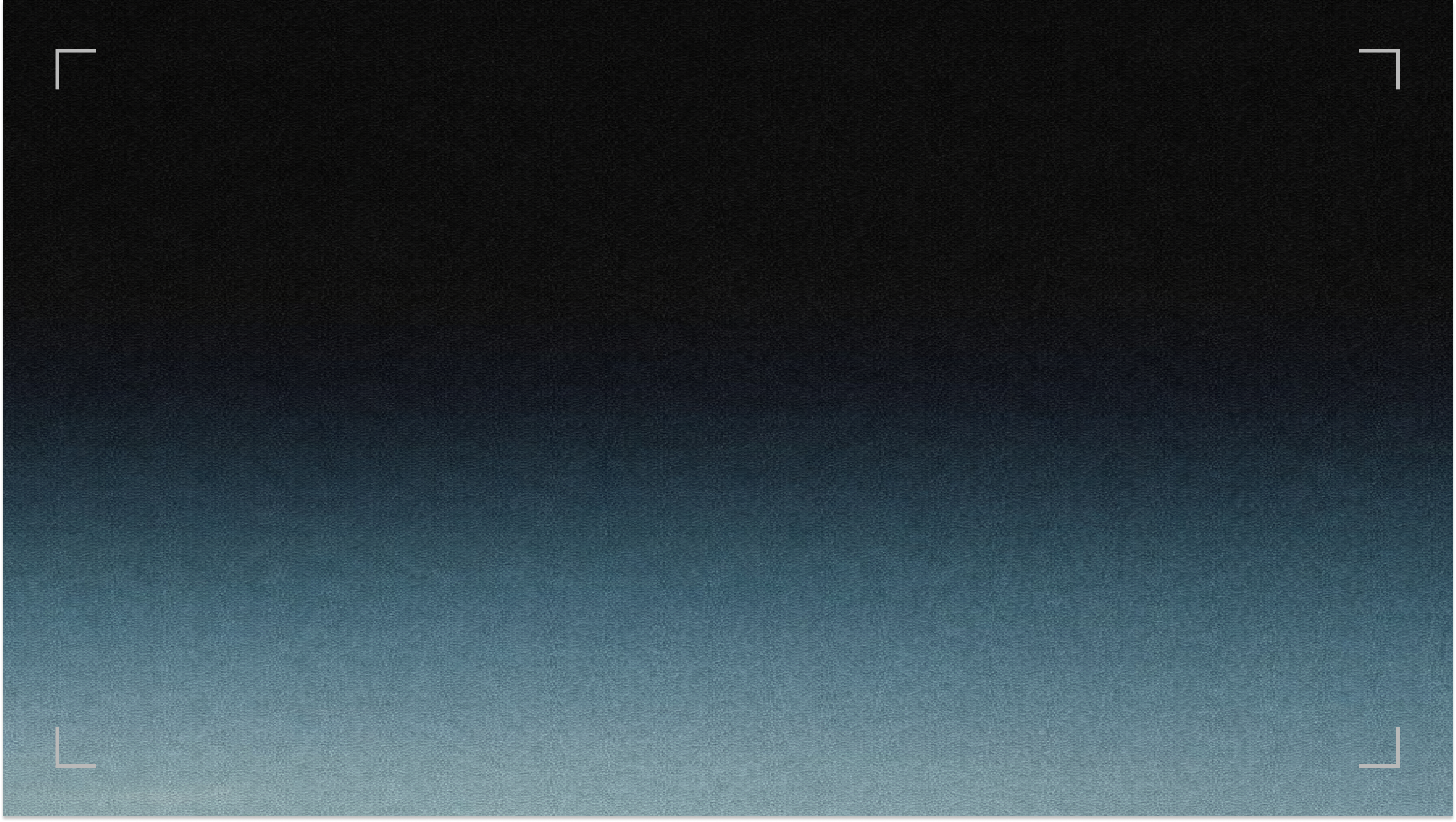 Grainy dark blue to light blue gradient background with white corner brackets.