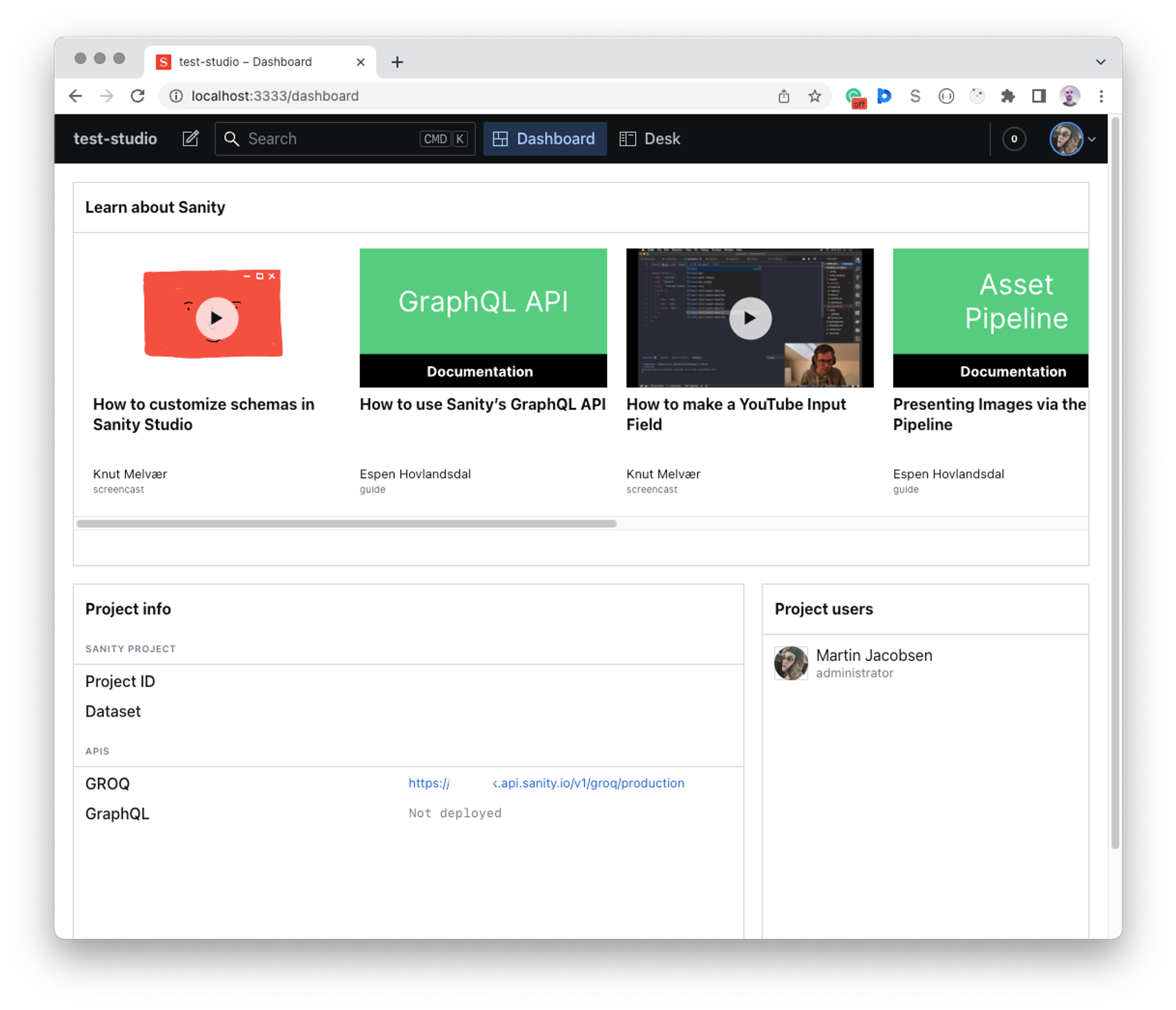 The Dashboard tool for Sanity Studio | Sanity Docs