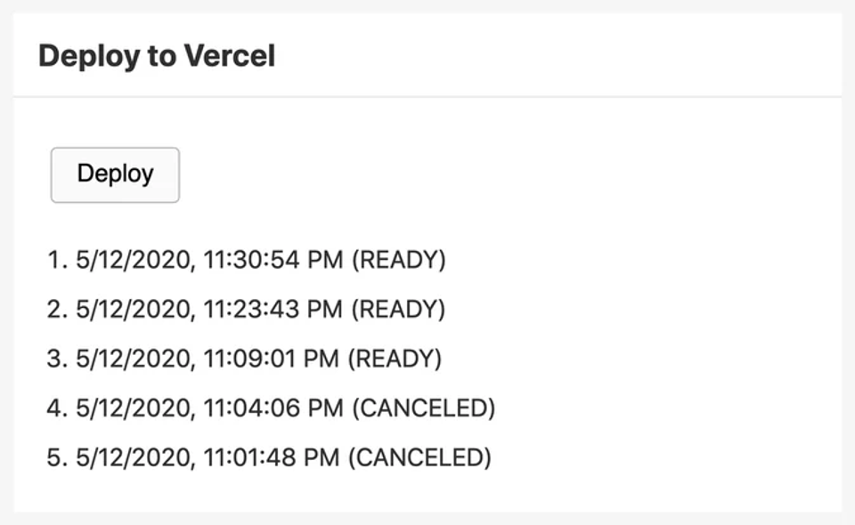 Trigger Vercel deployment widget