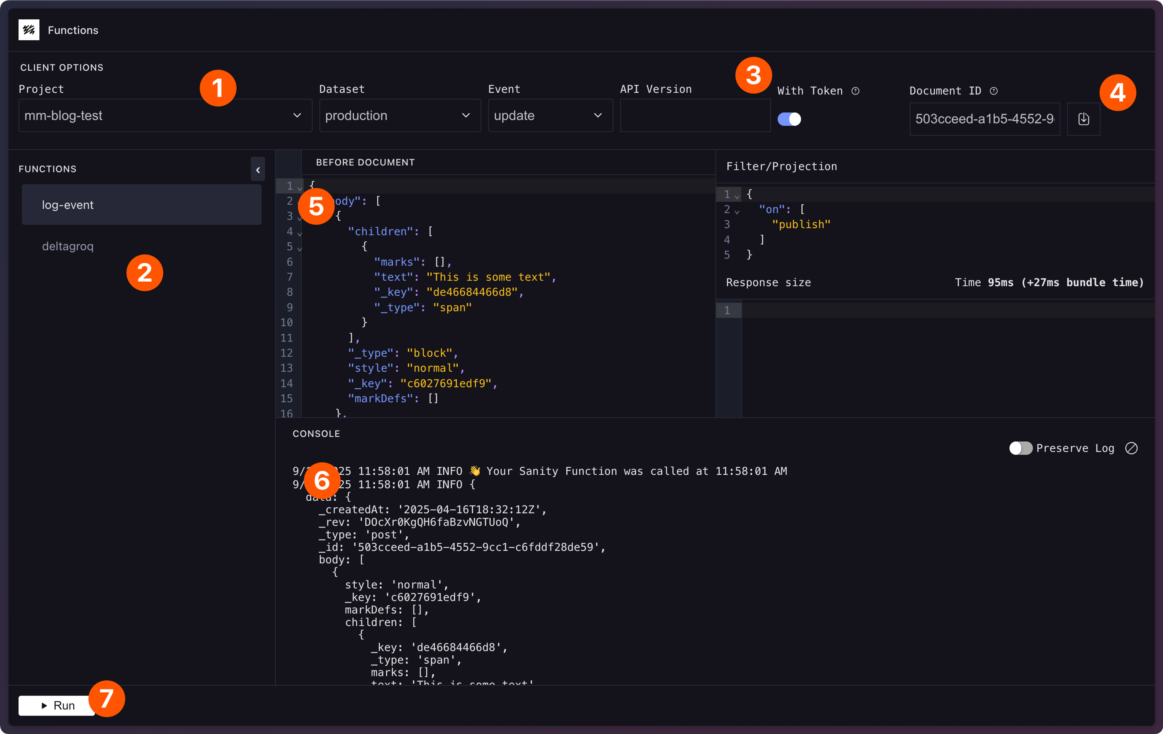 a screenshot of the functions developer playground